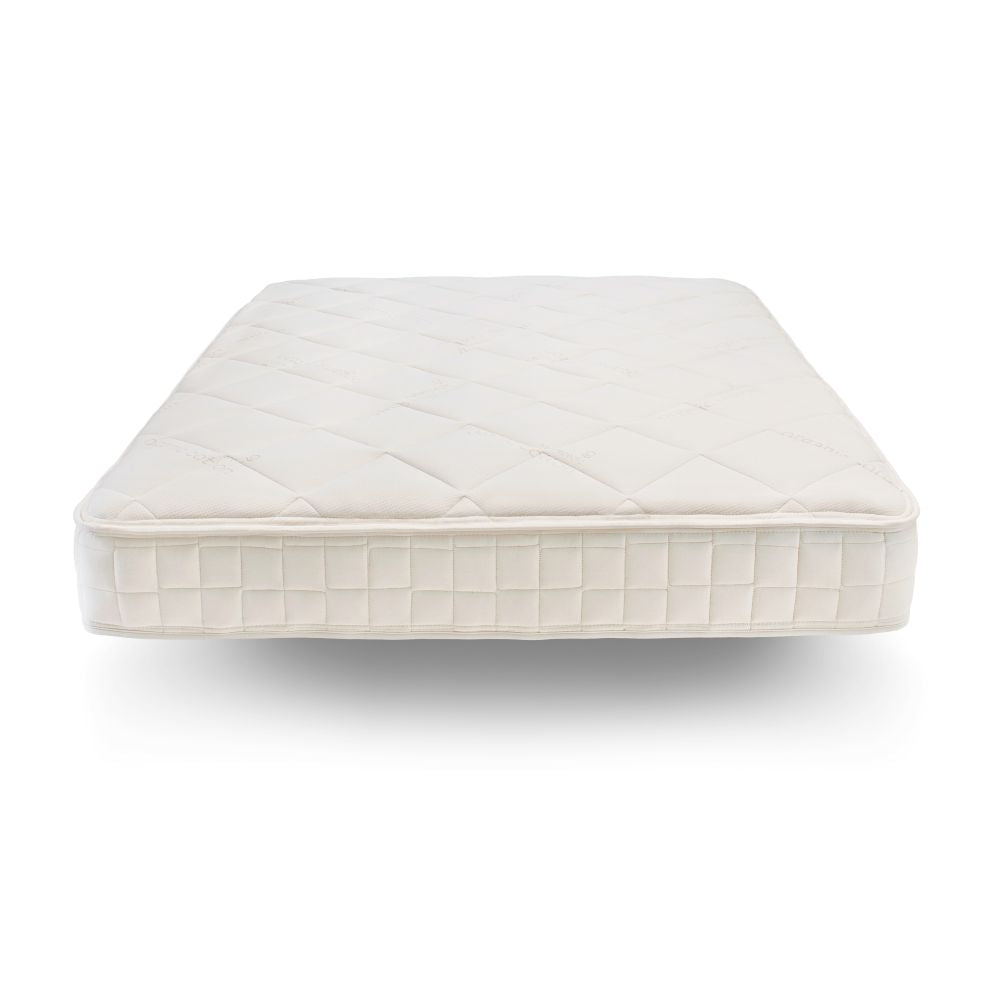 White Naturepedic Chorus organic mattress on a white background