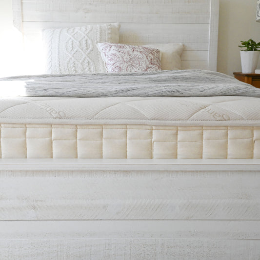 Naturepedic Serenade Organic Mattress detail  in bedroom