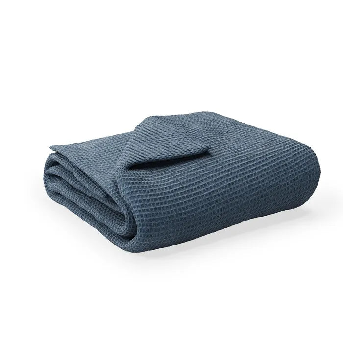 Naturepedic Organic Waffle Baby Blanket mineral blue