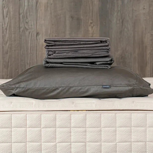 Naturepedic organic cotton Sateen-Kid-Sheets-Smokey-Slate