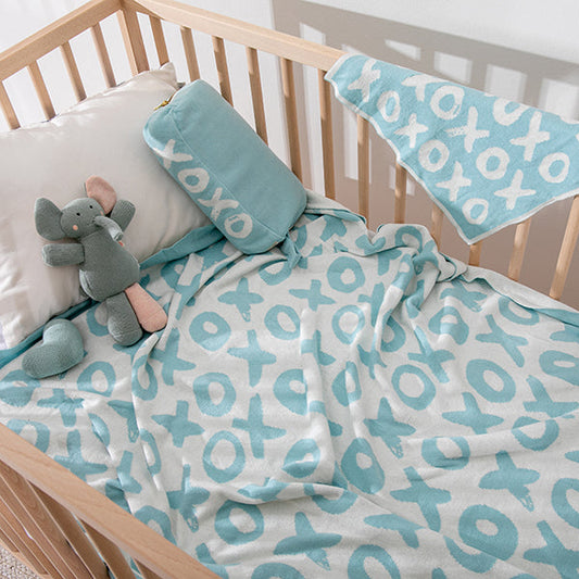 XOXO Organic Cotton Baby Blanket and Burp Cloth Set