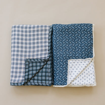 Vintage Plaid + Navy Plaid Twin Muslin Quilt