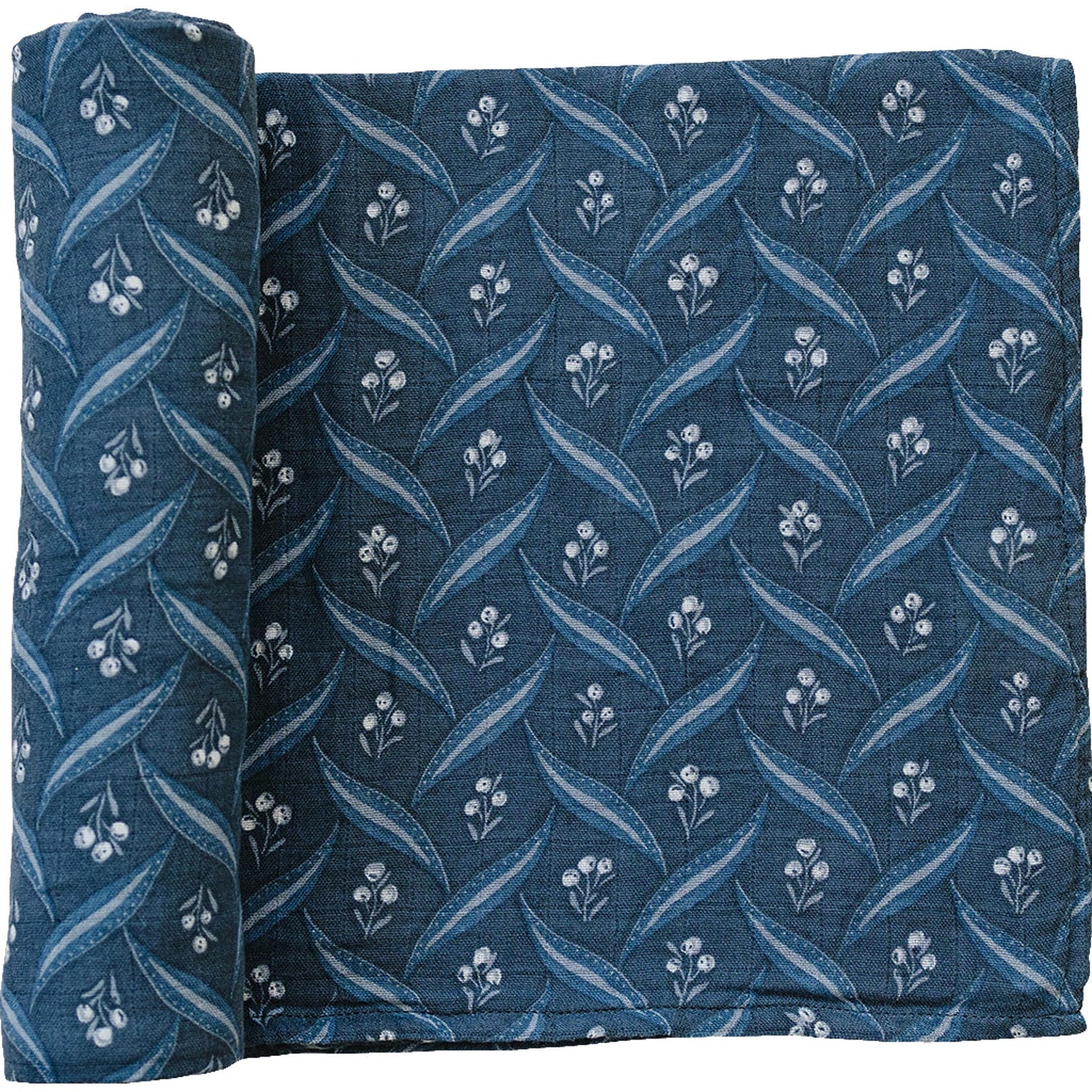 Navy Berry Muslin Swaddle Blanket