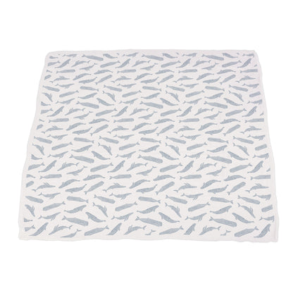 Blue Shadow Whales and Marina Sailboats Bamboo Newcastle Blanket