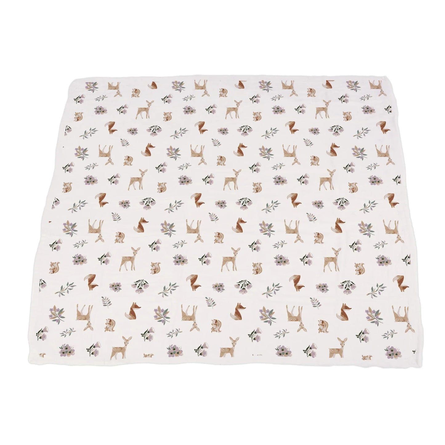 Sierra Fox and Deer and Orchid Lavender Cotton Newcastle Blanket