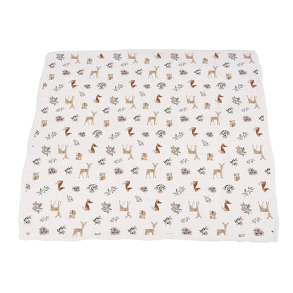 Sierra Fox and Deer and Orchid Lavender Cotton Newcastle Blanket