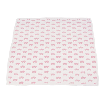 Pink Monster Trucks & Pink Polka Dot Bamboo Newcastle Blanket