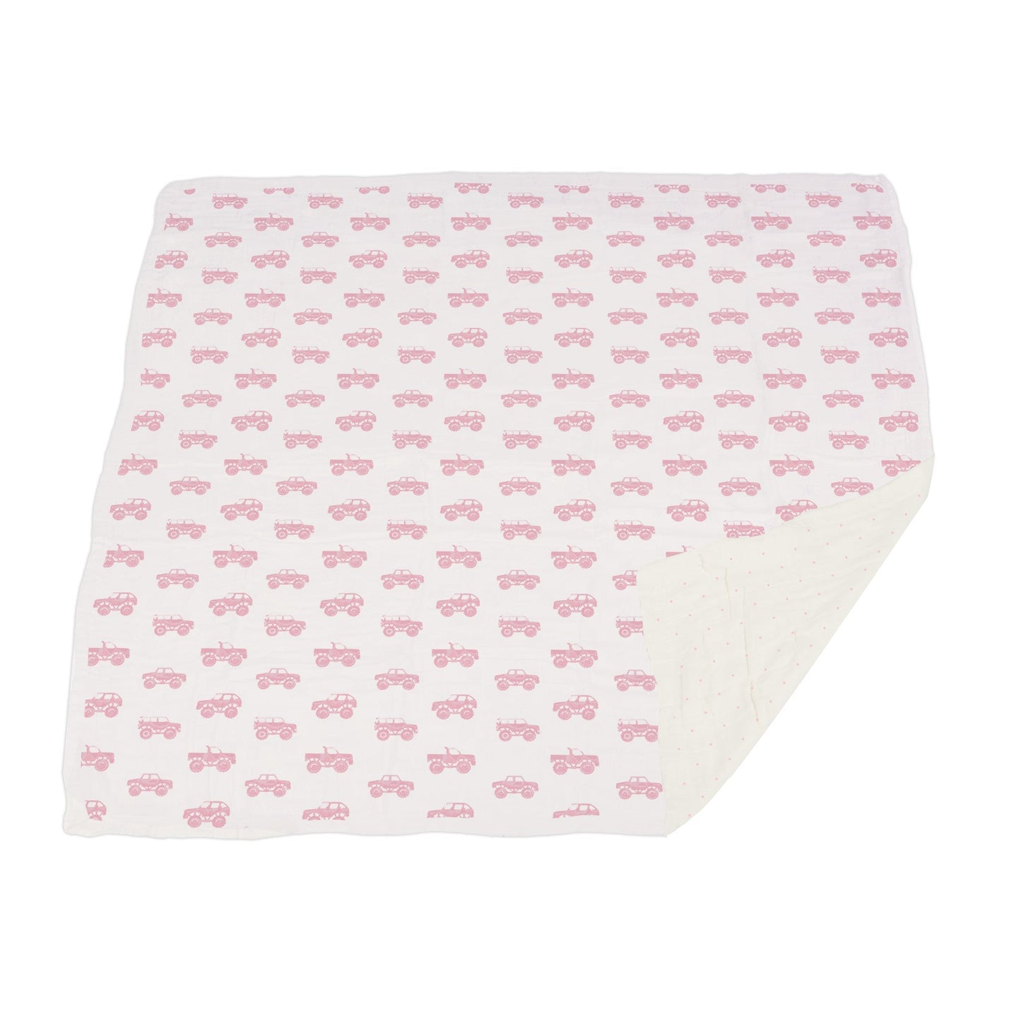 Pink Monster Trucks & Pink Polka Dot Bamboo Newcastle Blanket