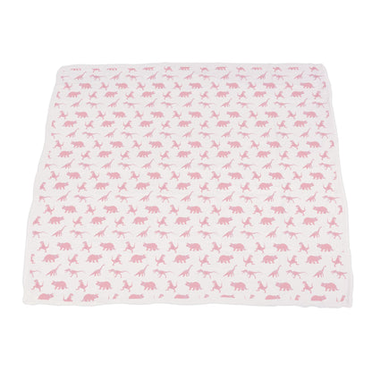 Pink Dinosaurs & Pink Polka Dot Bamboo Newcastle Blanket