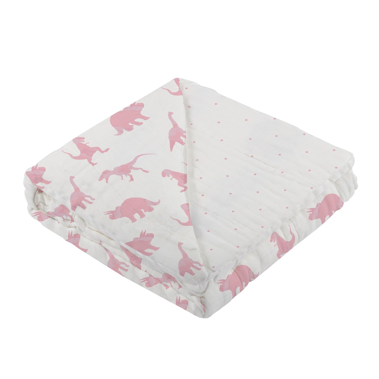 Pink Dinosaurs & Pink Polka Dot Bamboo Newcastle Blanket