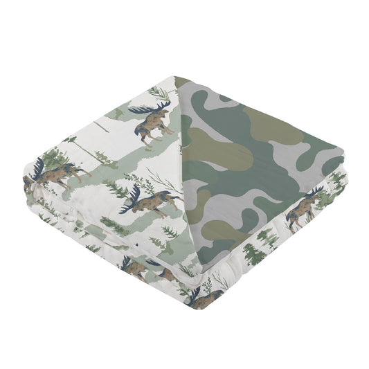 Mountain Moose and Hunter's Camo Newcastle Blanket