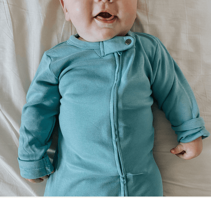 Organic Cotton Footie | vintage aqua