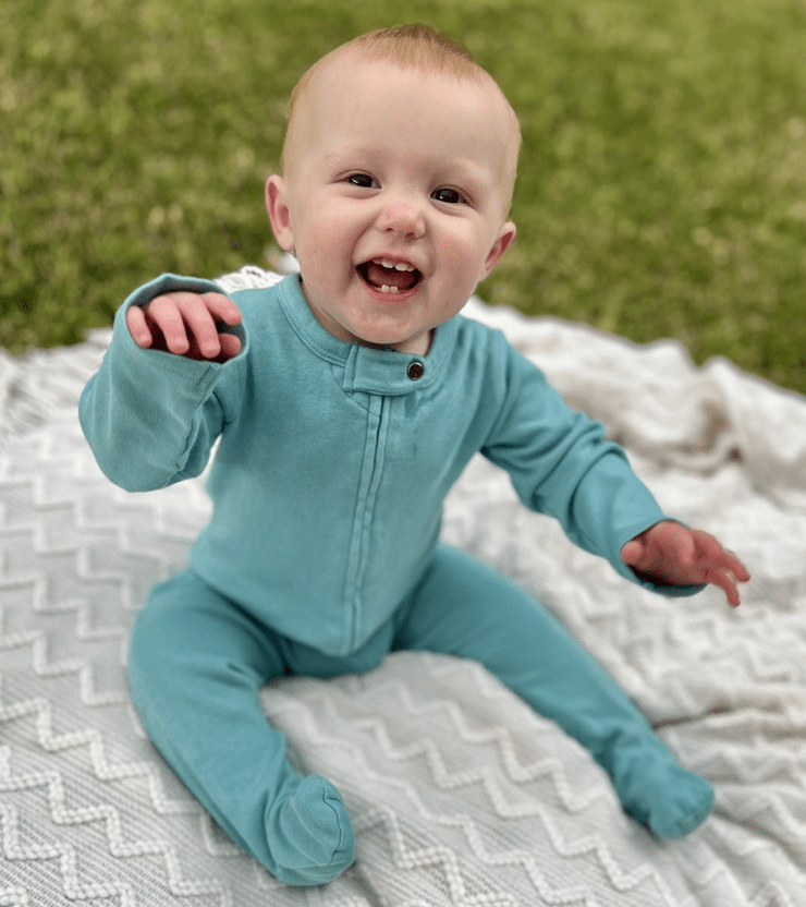 Organic Cotton Footie | vintage aqua