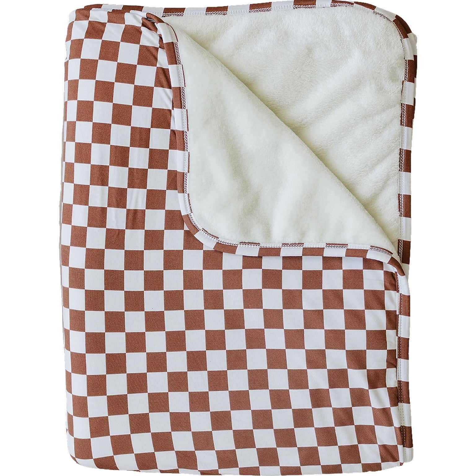 Rust Checkered Bamboo Fleece Quilt - Nature's Crib