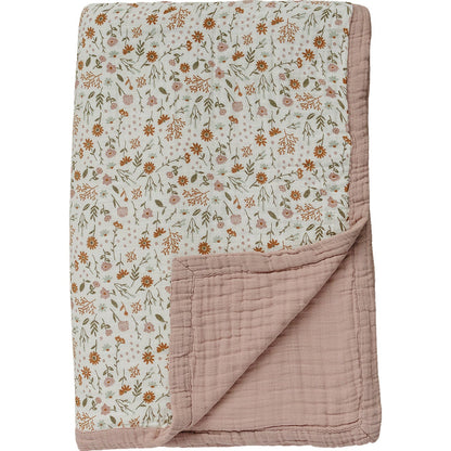 Meadow Floral + Dusty Rose Twin Muslin Quilt - Nature's Crib