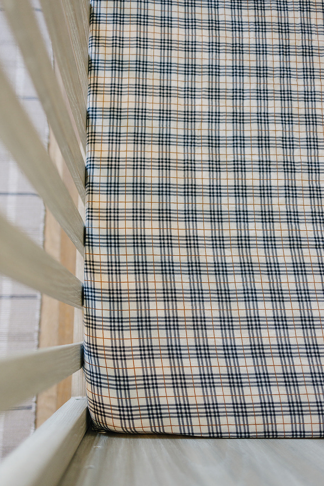 Vintage Plaid Muslin Crib Sheet