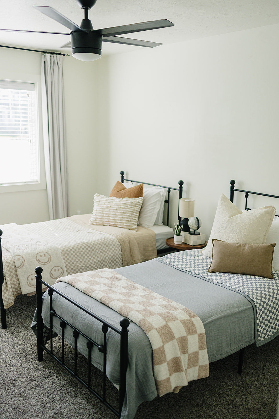 Dusty Blue Wavy Checkered Twin Muslin Quilt - Nature's Crib