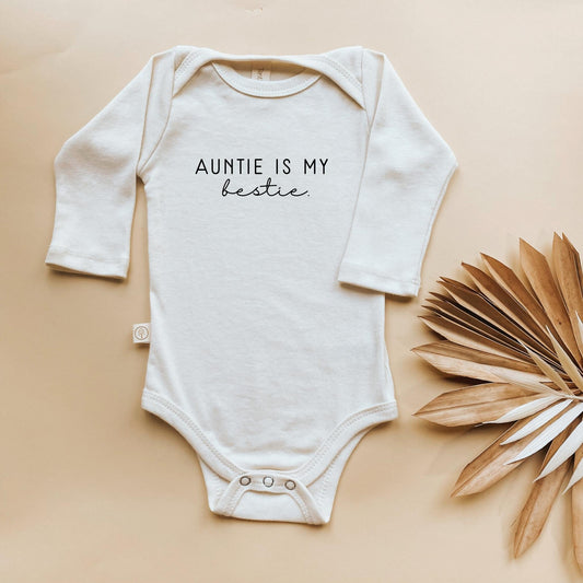 Auntie is My Bestie - Long Sleeve Organic Baby Bodysuit