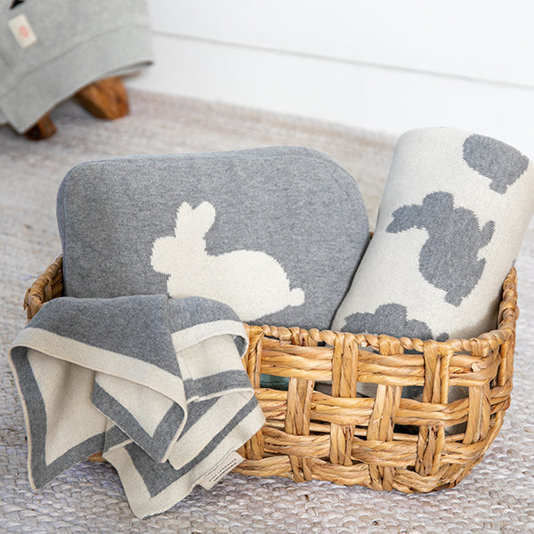 Bunny Organic Cotton Baby Blanket and Burp Cloth Set