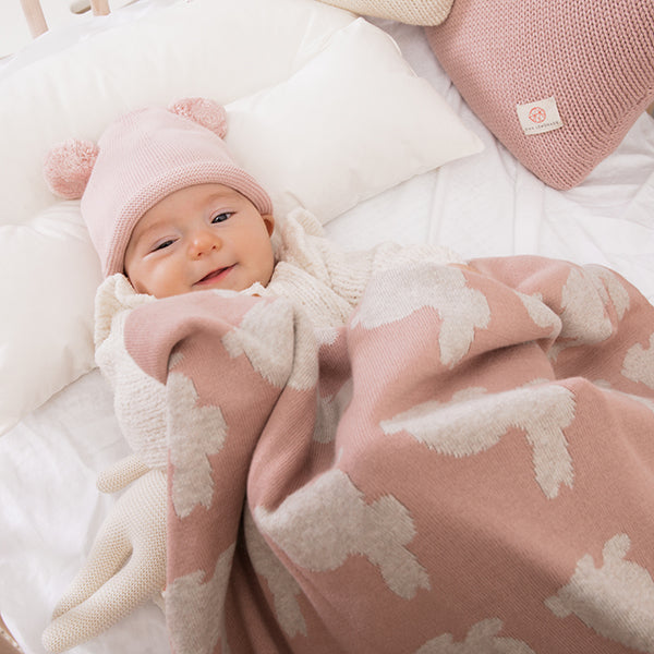 Bunny Organic Cotton Baby Blanket and Burp Cloth Set