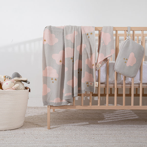 Dreamy Organic Cotton Baby Blanket and Burp Cloth Set