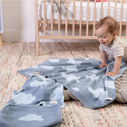 Dreamy Organic Cotton Baby Blanket and Burp Cloth Set