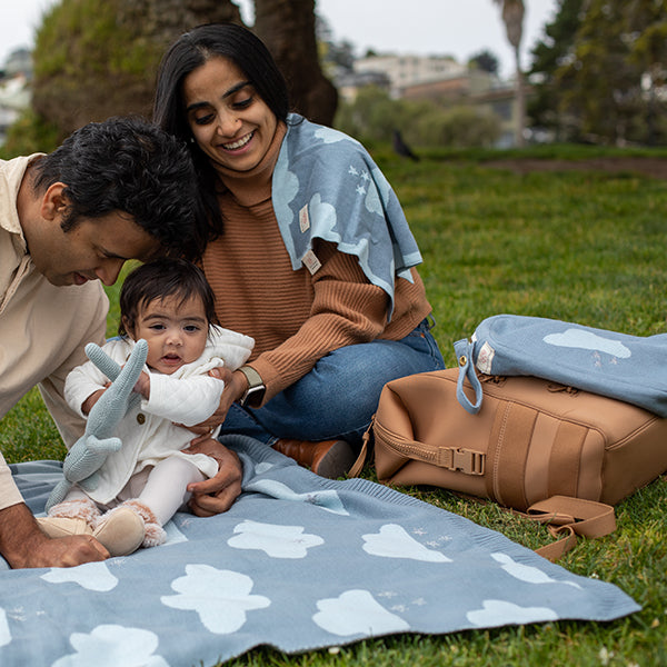 Dreamy Organic Cotton Baby Blanket and Burp Cloth Set