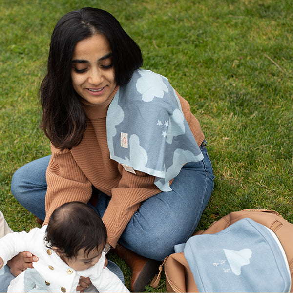 Dreamy Organic Cotton Baby Blanket and Burp Cloth Set