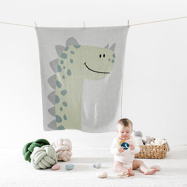 Naughty Dino Organic Cotton Baby Blanket