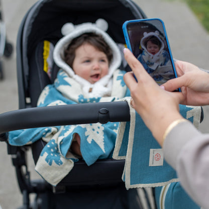 Dinosaur Organic Cotton Baby Blanket and Burp Cloth Set