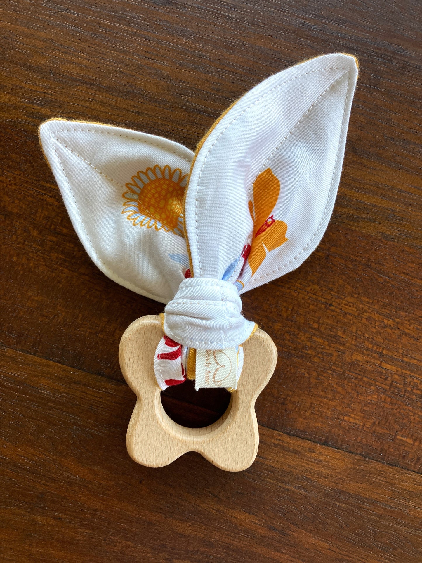 Wendy Anne,Baby Bib, 2 Burp Cloth and Teether Gift Set - 10 Flowers by Harmony Arts Organic Cotton