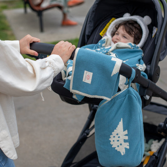 Dinosaur Organic Cotton Baby Blanket and Burp Cloth Set