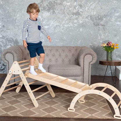 natural wood indoor climbing set  