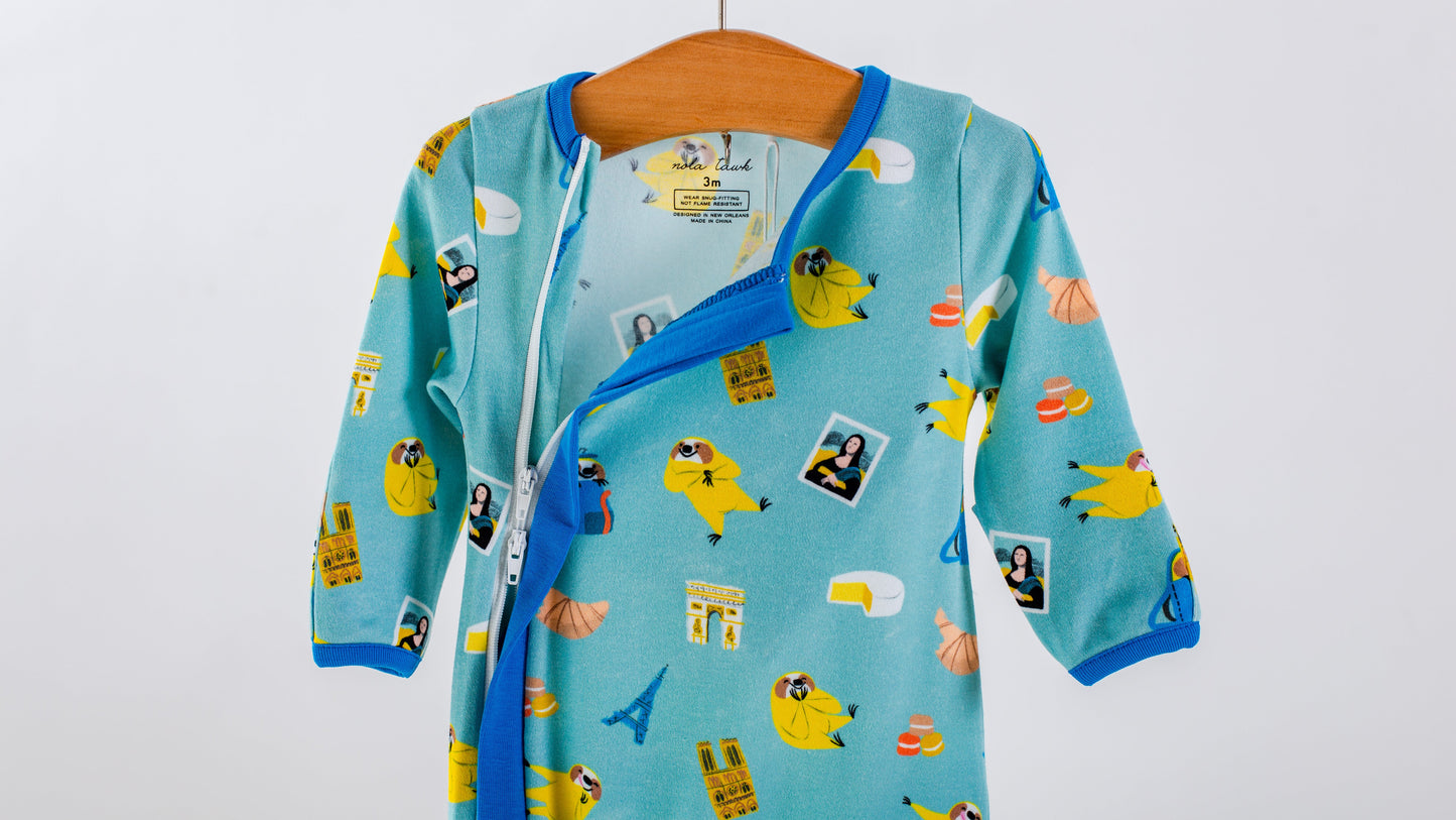 Aya & Pete in Paris Organic Cotton Kids Pajamas & Book Set