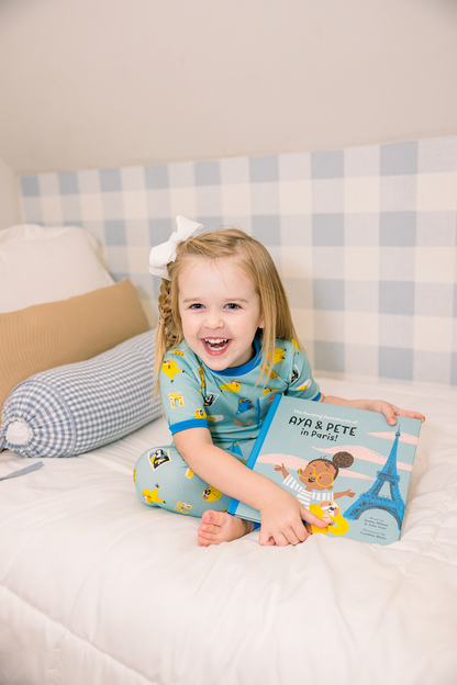 Aya & Pete in Paris Organic Cotton Kids Pajamas & Book Set