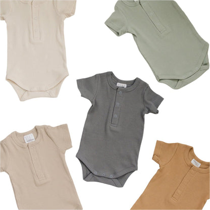 Mebie Baby,Cafe Organic Cotton Ribbed Snap Bodysuit