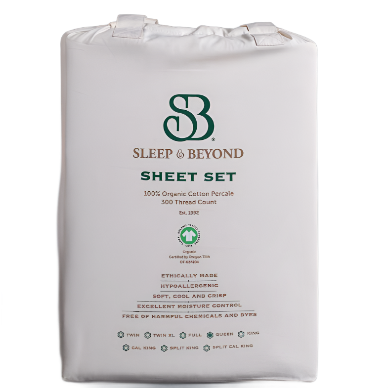 Sleep & Beyond Organic Cotton Percale Sheet Set