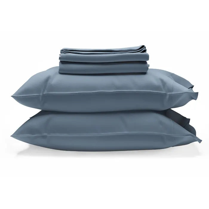 organic cotton sheet set mineral blue