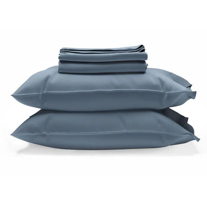 organic cotton sheet set mineral blue