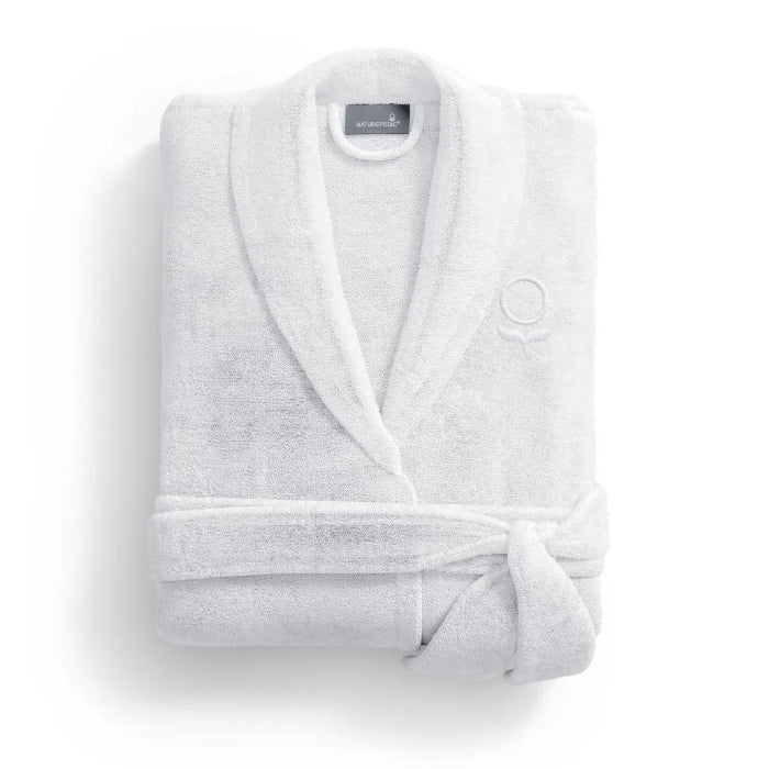 Naturepedic organic robe white set  on white background