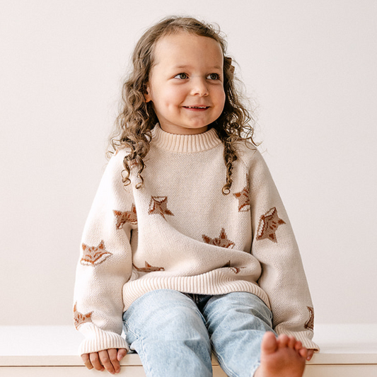 organic cotton knit sweater  fox design