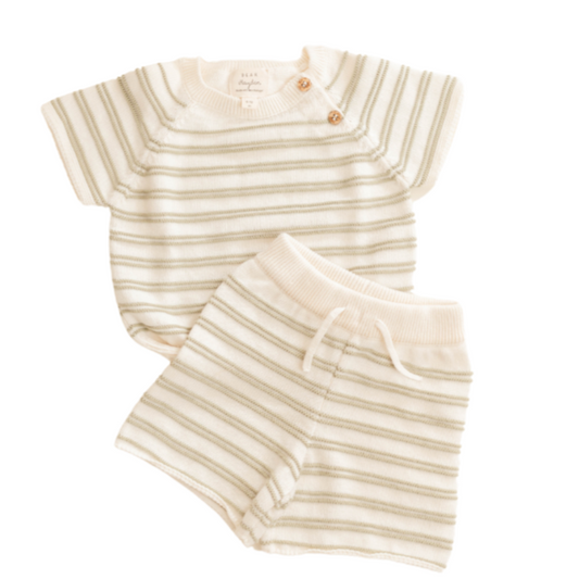 organic cotton pinstripe short set