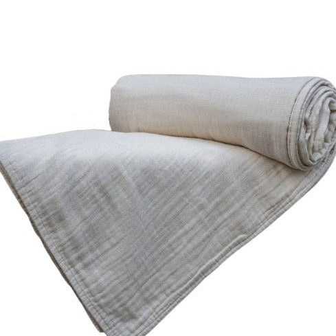 organic cotton muslin blanket Ivory