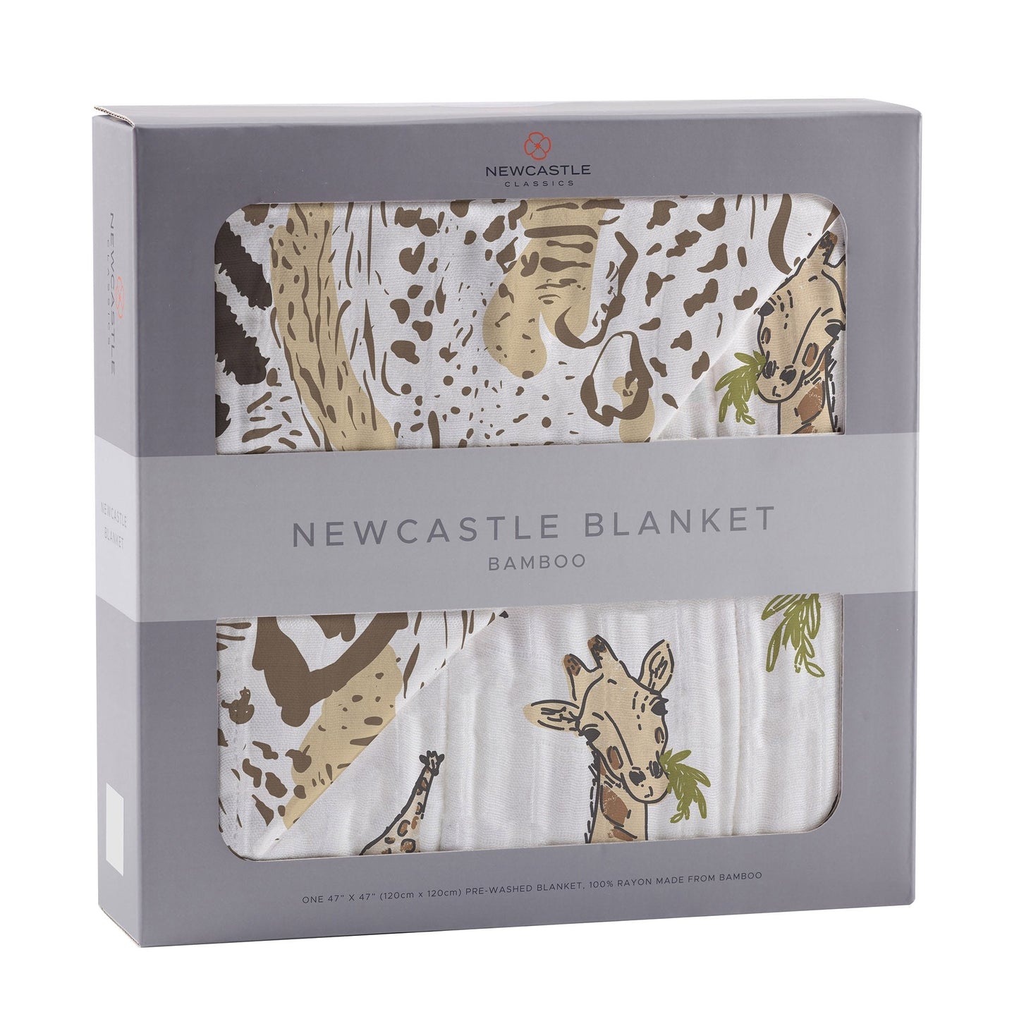 Hungry Giraffe and Animal Print Bamboo Muslin Newcastle Blanket