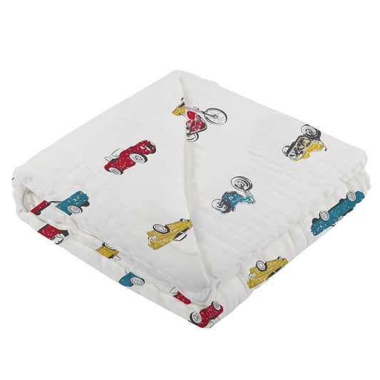 Vintage Muscle Cars and Motorcycles Bamboo Muslin Newcastle Blanket