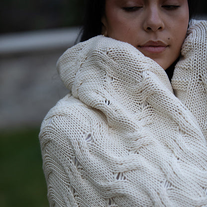 Chunky Cable Organic Cotton Throw Blanket