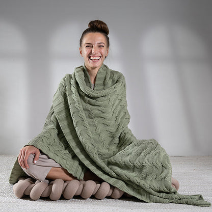 Chunky Cable Organic Cotton Throw Blanket