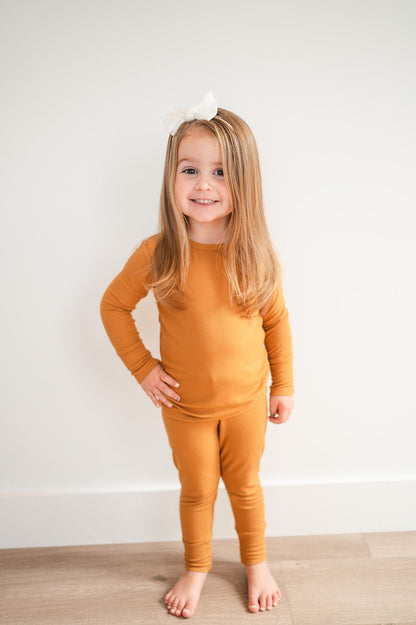 Two-Piece Pajama Set -  Caramel Ribbed
