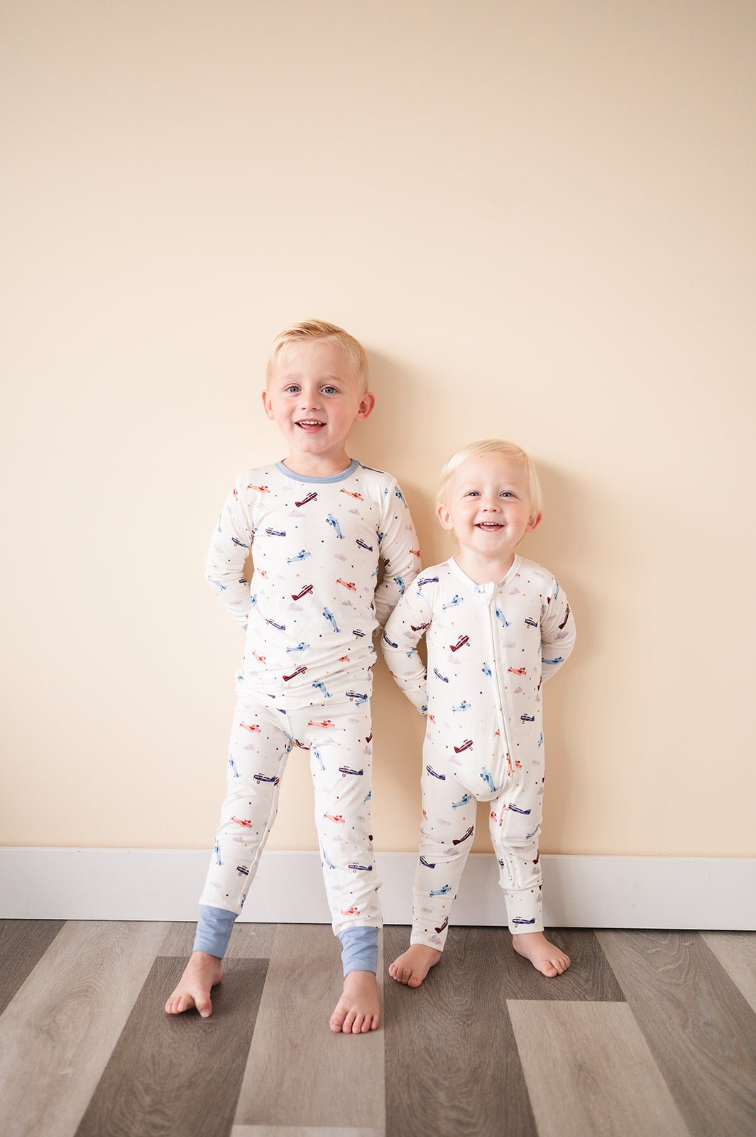 Two-Piece Pajama Set - Vintage Airplane