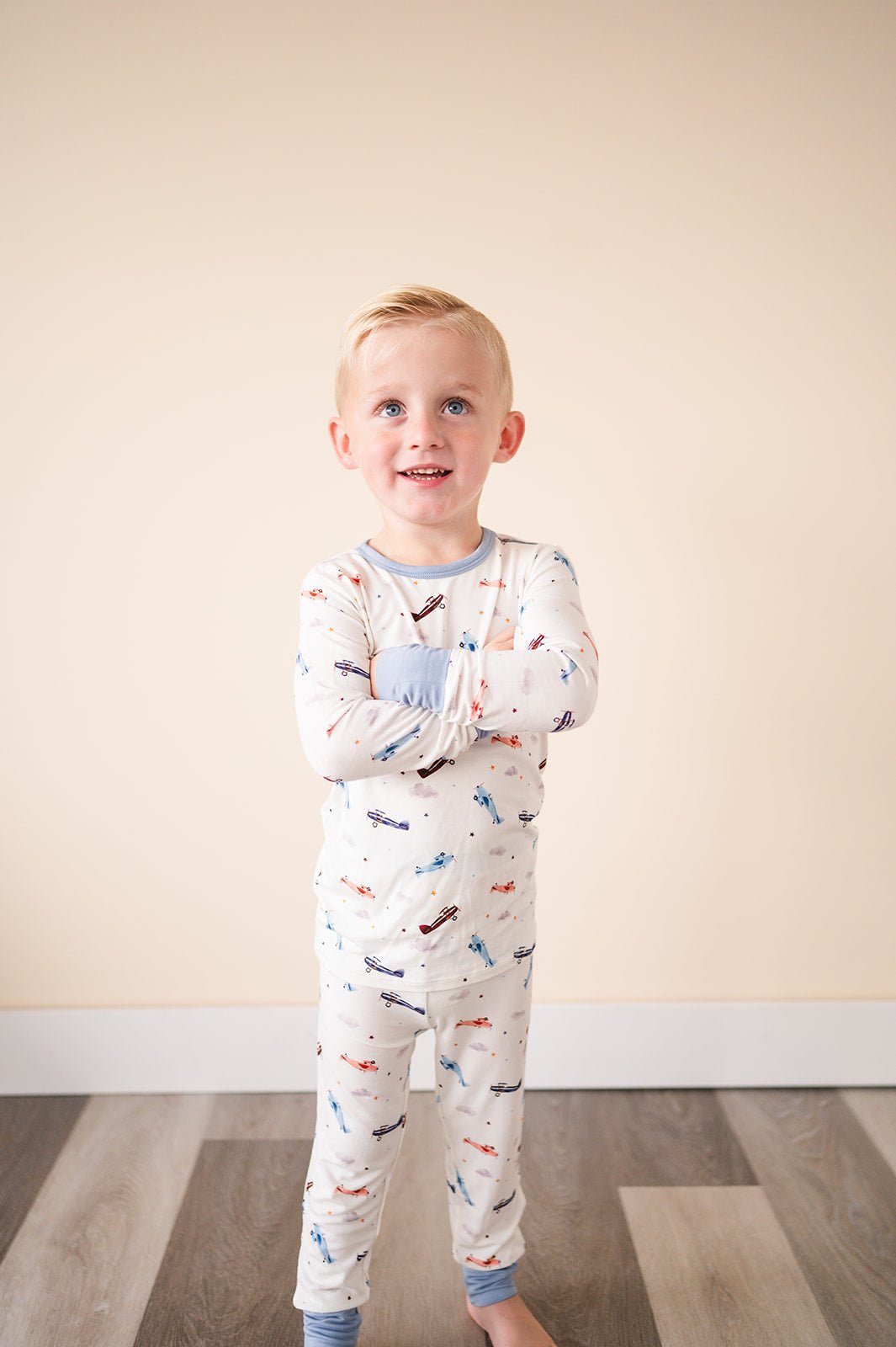 Two-Piece Pajama Set - Vintage Airplane
